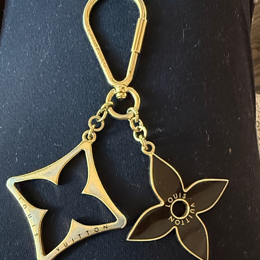 Louis Vuitton Gold and Black Floral Key Holder